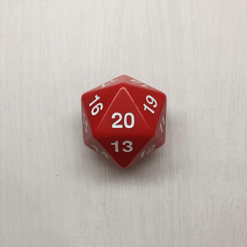 Polyhedral Dice Giant Spindown d20 Opaque (55mm) Red / White