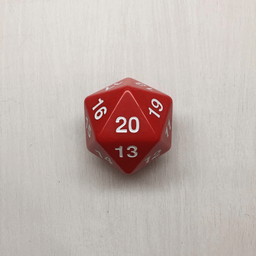 Polyhedral Dice Giant Spindown d20 Opaque (55mm) Red / White
