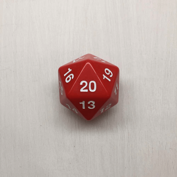 Polyhedral Dice Giant Spindown d20 Opaque (55mm) Red / White
