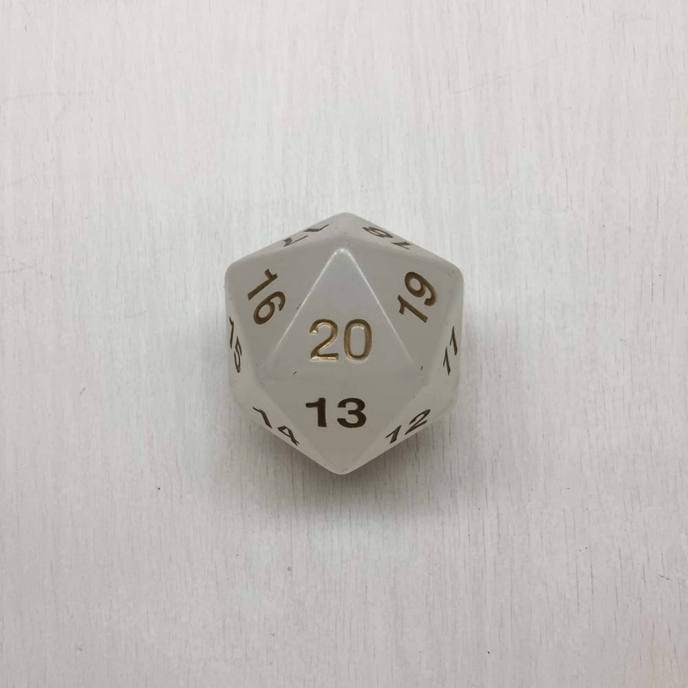 Polyhedral Dice Giant Spindown d20 Translucent (55mm) Pearl
