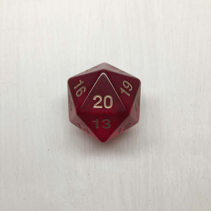 Polyhedral Dice Giant Spindown d20 Translucent (55mm) Ruby / Gold