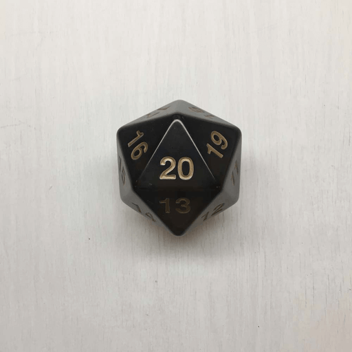 Polyhedral Dice Giant Spindown d20 Translucent (55mm) Smoke / Gold