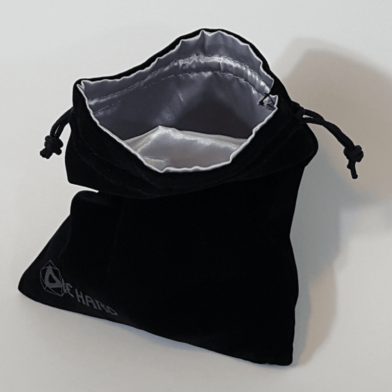 Dice Bag Velvet Black (6x7in) Satin Lining Silver