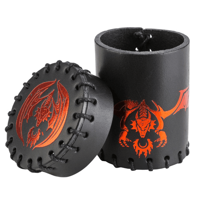 Dice Cup Black Leather Flying Dragon