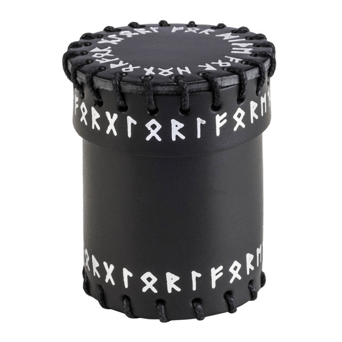 Dice Cup Black Leather Runic
