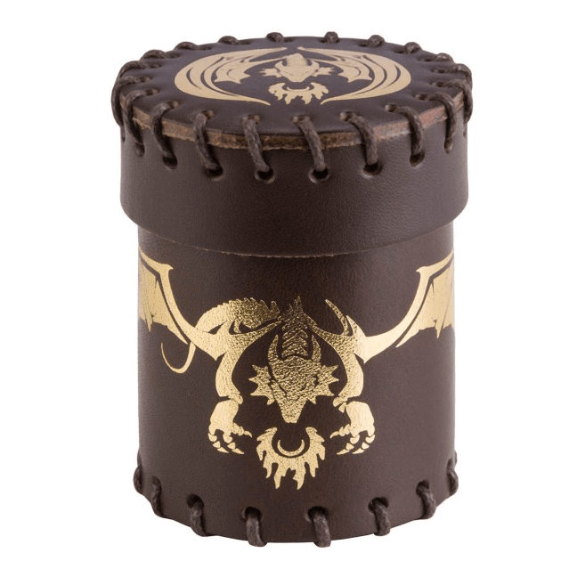 Dice Cup Brown Leather Flying Dragon