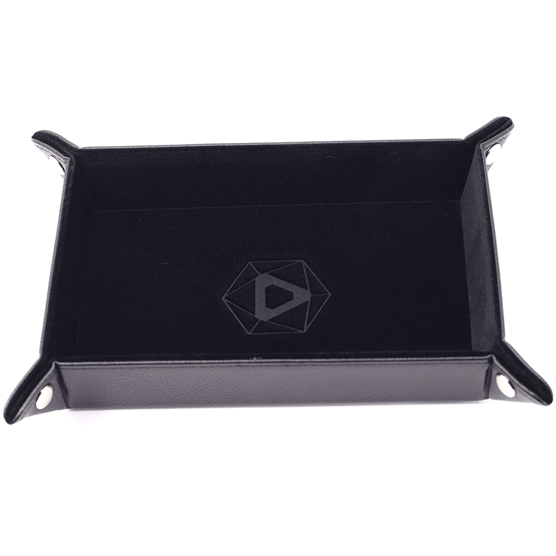 Dice Tray (8x11in) Leather Black / Velvet Black