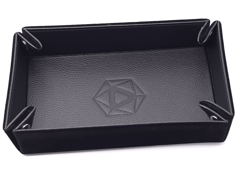 Dice Tray (8x11in) Leather Black / Velvet Black