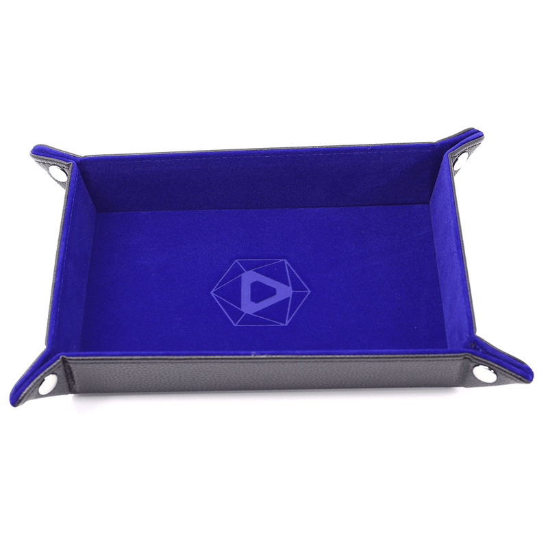 Dice Tray (8x11in) Leather Black / Velvet Blue