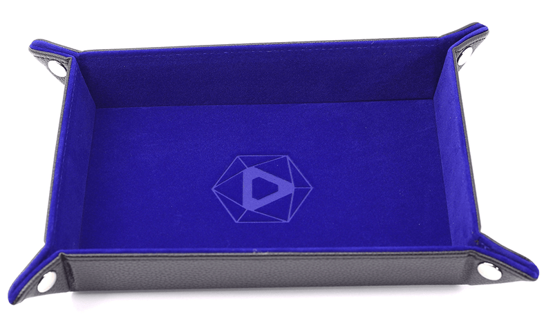 Dice Tray (8x11in) Leather Black / Velvet Blue