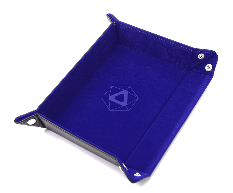 Dice Tray (8x11in) Leather Black / Velvet Blue