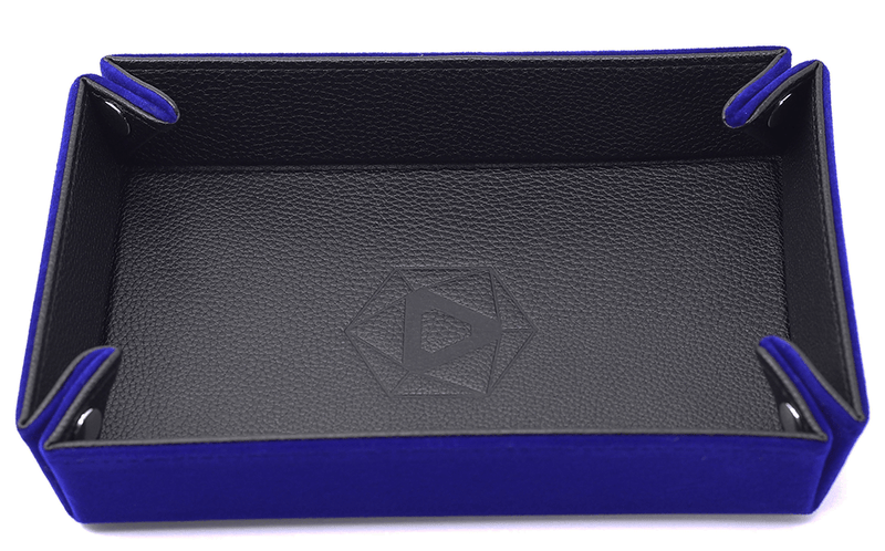 Dice Tray (8x11in) Leather Black / Velvet Blue