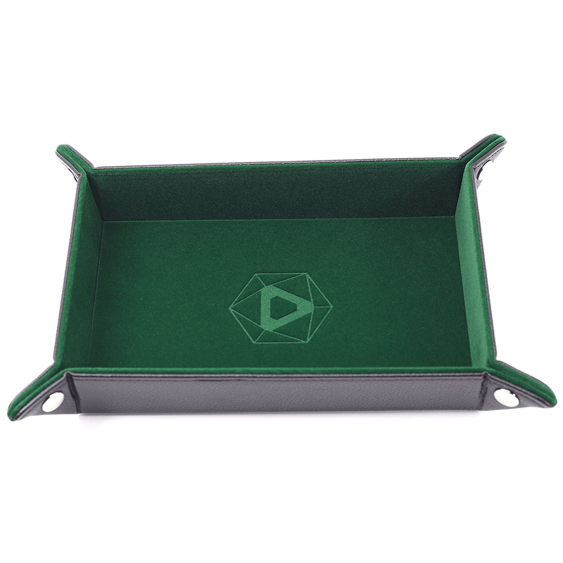 Dice Tray (8x11in) Leather Black / Velvet Green