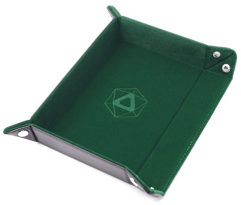 Dice Tray (8x11in) Leather Black / Velvet Green