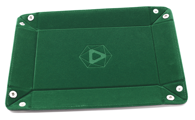 Dice Tray (8x11in) Leather Black / Velvet Green