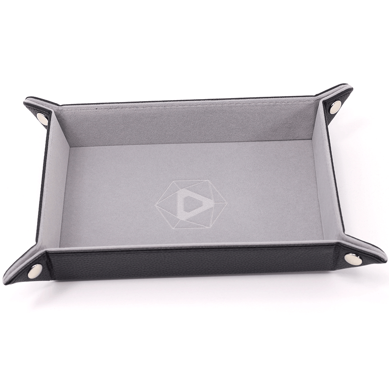 Dice Tray (8x11in) Leather Black / Velvet Grey
