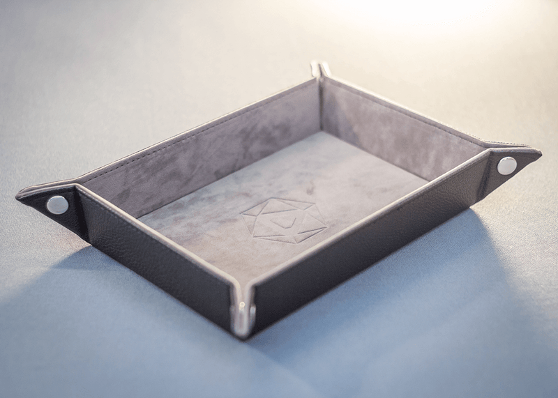 Dice Tray (8x11in) Leather Black / Velvet Grey
