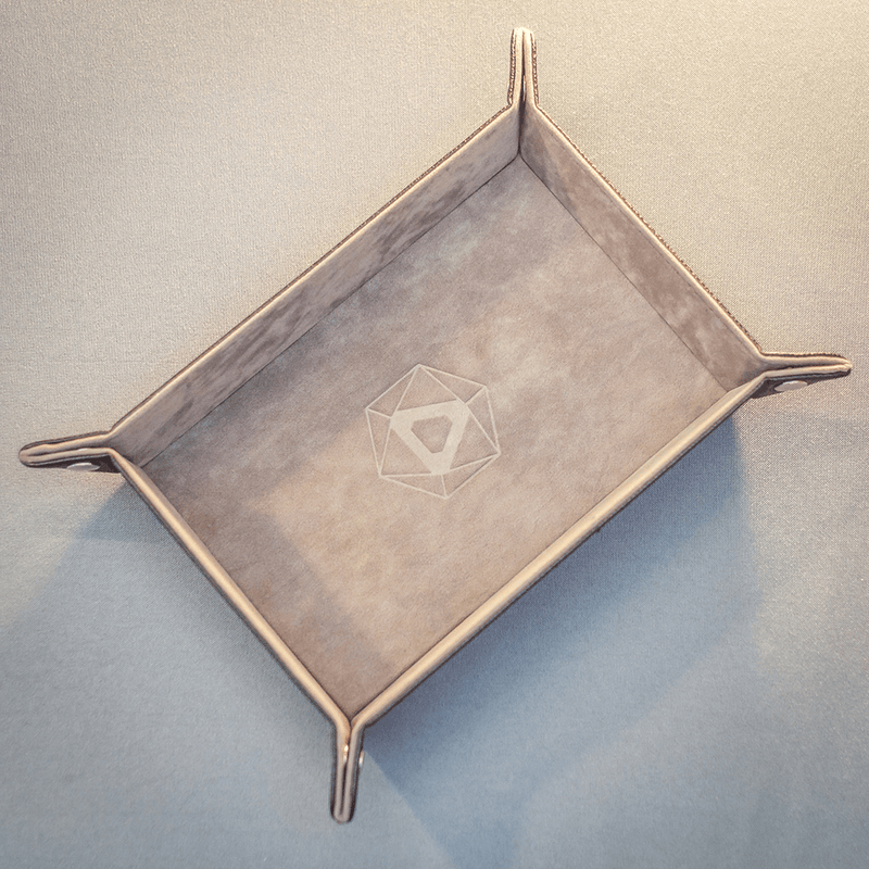 Dice Tray (8x11in) Leather Black / Velvet Grey