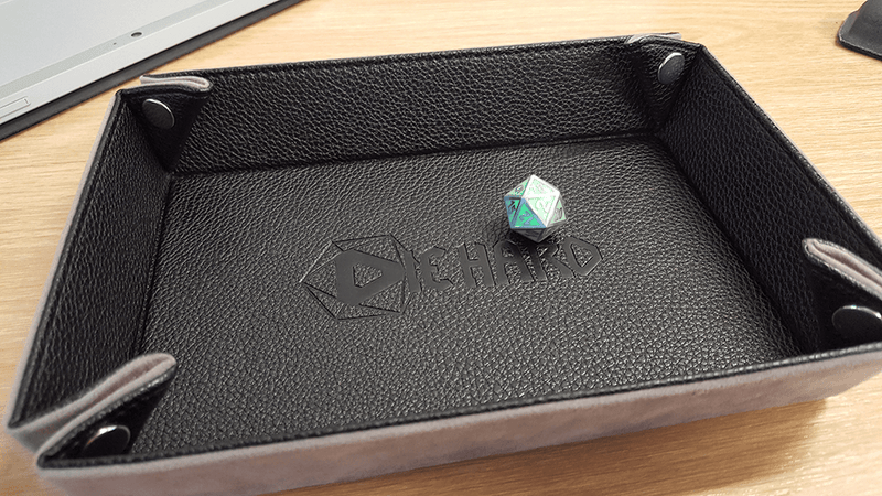 Dice Tray (8x11in) Leather Black / Velvet Grey