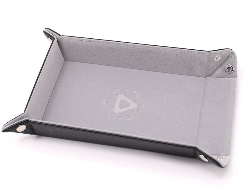 Dice Tray (8x11in) Leather Black / Velvet Grey
