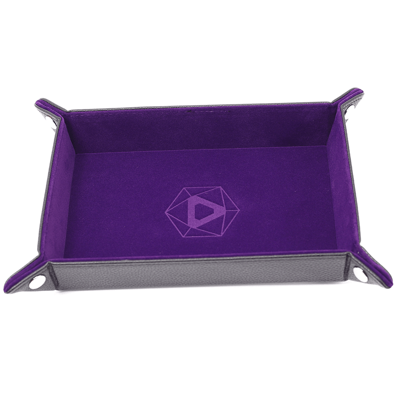 Dice Tray (8x11in) Leather Black / Velvet Purple