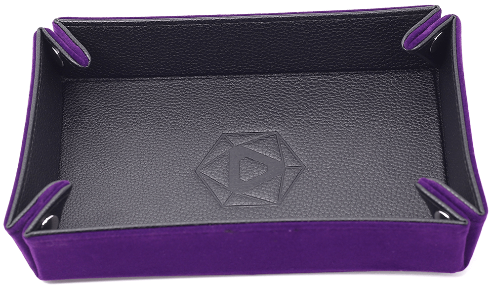Dice Tray (8x11in) Leather Black / Velvet Purple