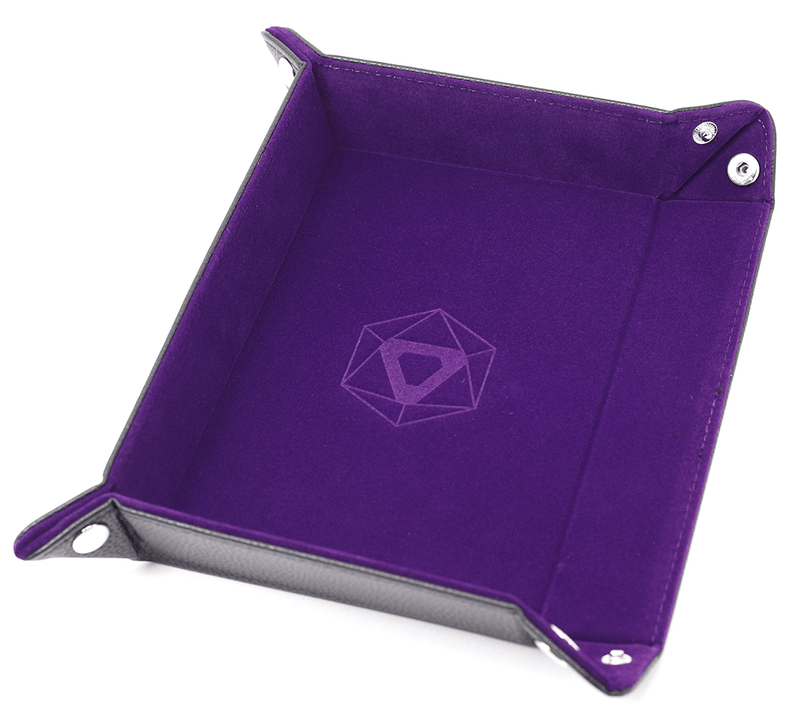 Dice Tray (8x11in) Leather Black / Velvet Purple