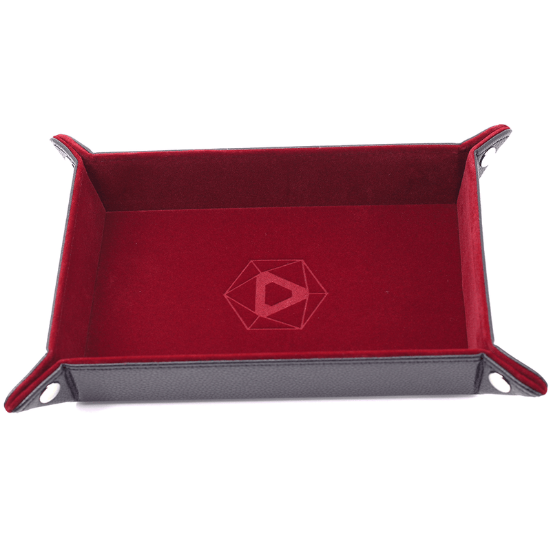 Dice Tray (8x11in) Leather Black / Velvet Red