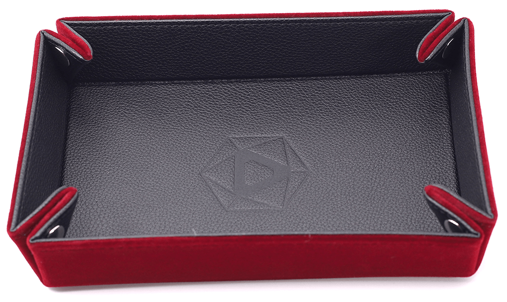Dice Tray (8x11in) Leather Black / Velvet Red