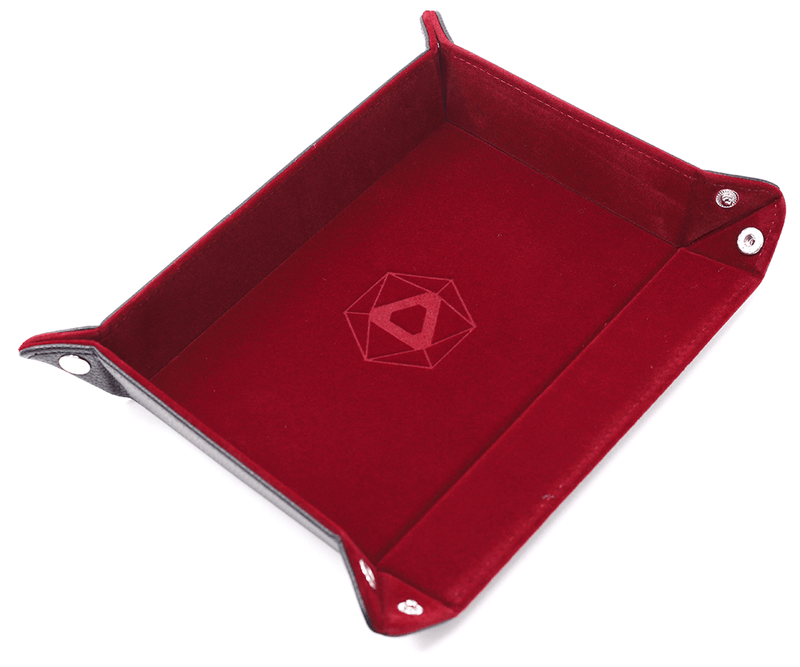 Dice Tray (8x11in) Leather Black / Velvet Red