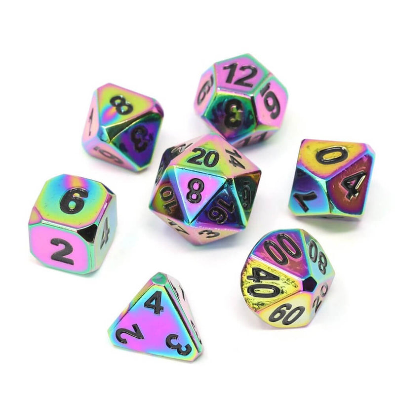 Dice 7-set Metal Forge (16mm) Scorched Rainbow / Black