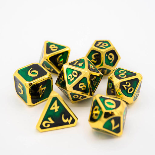 Dice 7-set Metal Mythica (16mm) Dark Arts Contagion