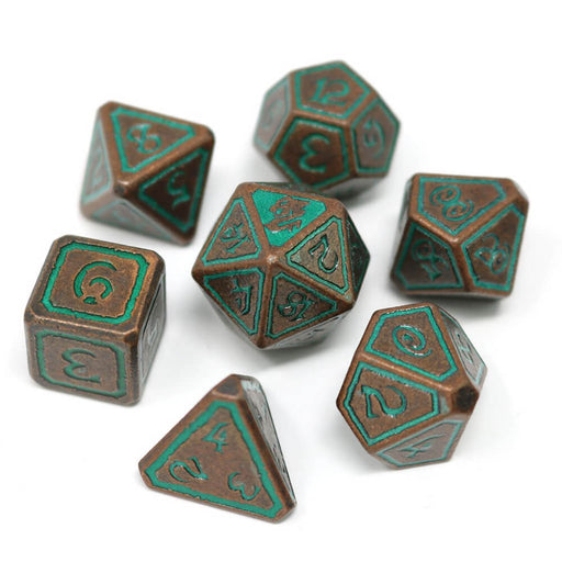 Dice 7-set Metal Unearthed (16mm) Sage