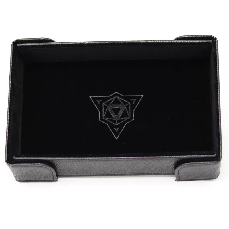 Dice Tray Magnetic (8x11in) Leatherette Black / Velvet Black