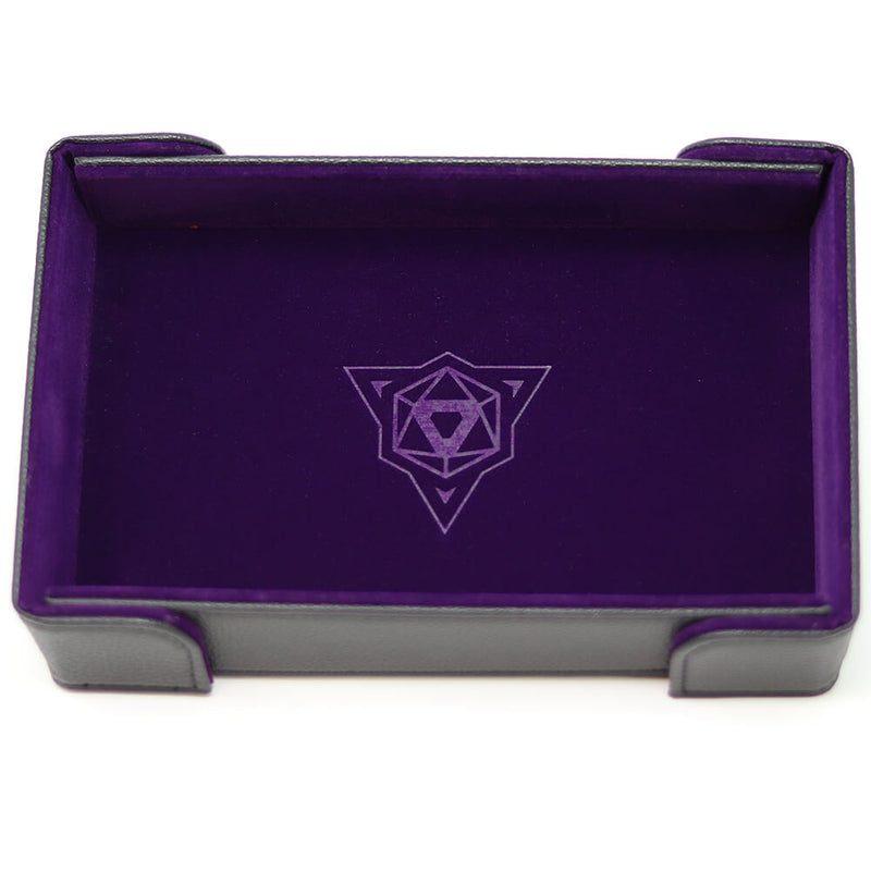 Dice Tray Magnetic (8x11in) Leatherette Black / Velvet Purple