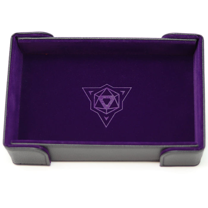 Magnetic Dice Tray (8x11in) Leather Black / Velvet Purple