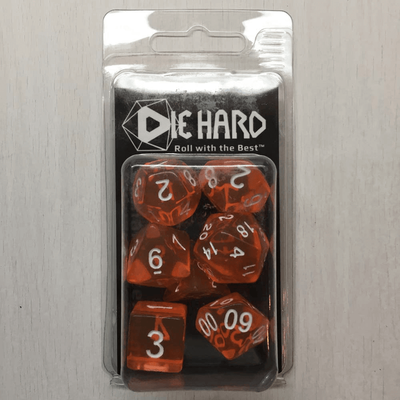 Dice 7-set Translucent (16mm) Tangerine