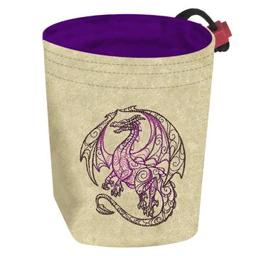Dice Bag Doodle (4x4x6in) Dragon : Tan / Purple