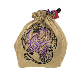 Dice Bag Doodle (4x4x6in) Dragon : Tan / Purple