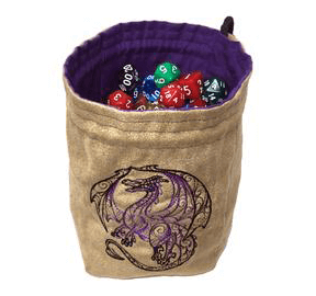 Dice Bag Doodle (4x4x6in) Dragon : Tan / Purple