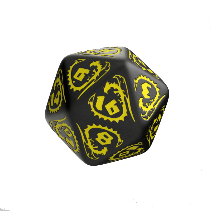 Dice 7-set Dragons (16mm) Black / Yellow