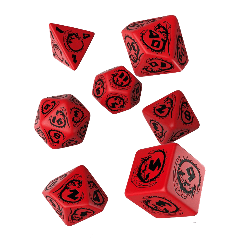 Dice 7-set Dragons (16mm) Red / Black
