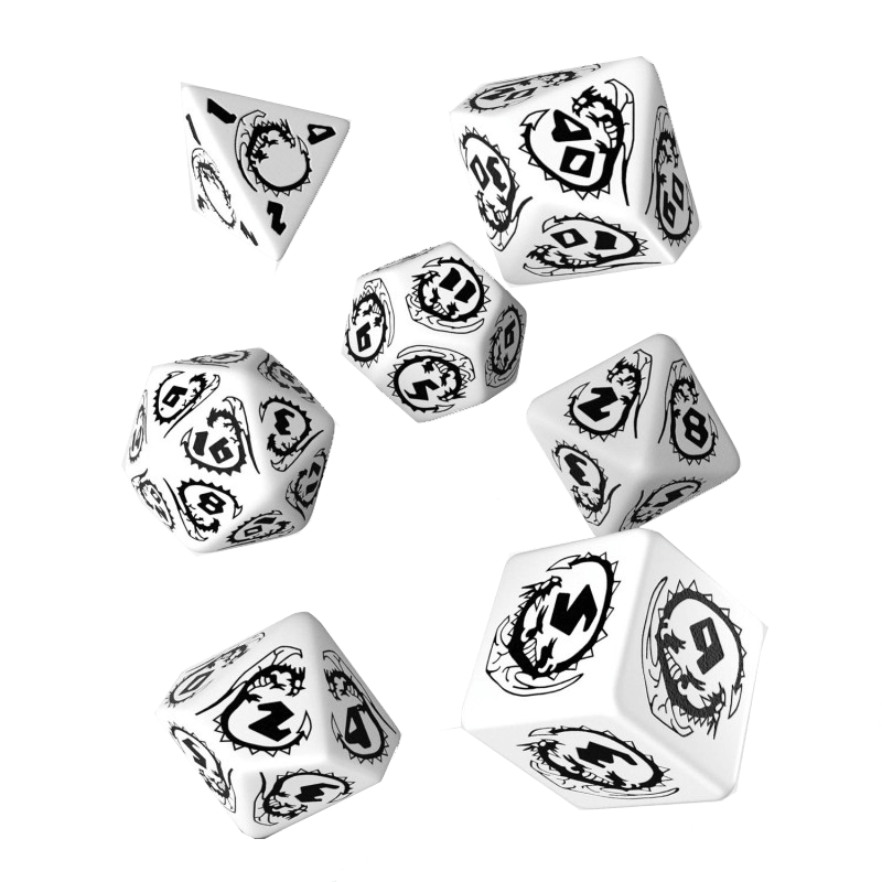 Dice 7-set Dragons (16mm) White / Black