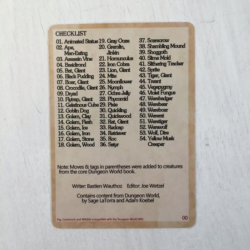 Dungeon World Creature Deck : Fey, Constructs, & Wildlife