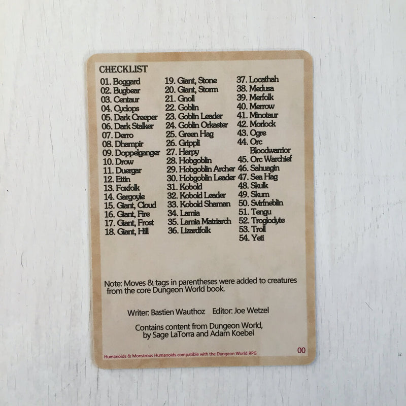 Dungeon World Creature Deck : Humanoids & Monstrous Humanoids