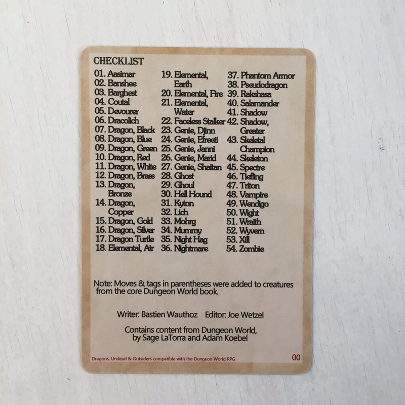 Dungeon World Creature Deck : Dragons, Undead, & Outsiders