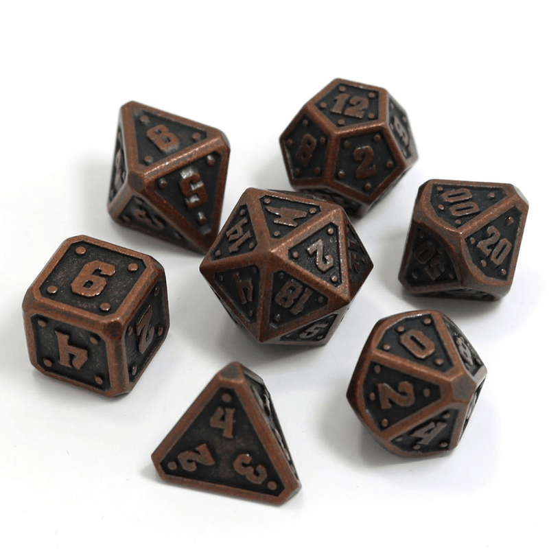Dice 7-set Metal Dwarven Forge  (16mm) Dark Copper