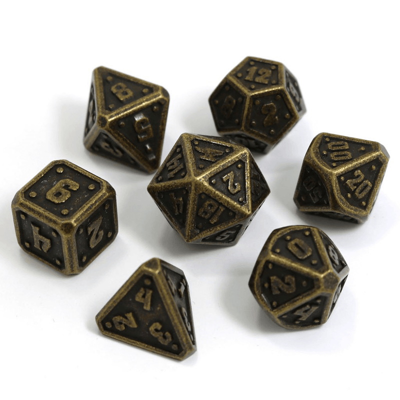 Dice 7-set Metal Dwarven Forge (16mm) Dark Gold