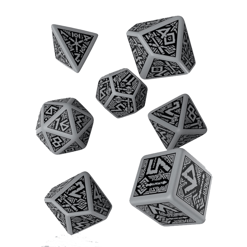 Dice 7-set Dwarven (16mm) Grey / Black