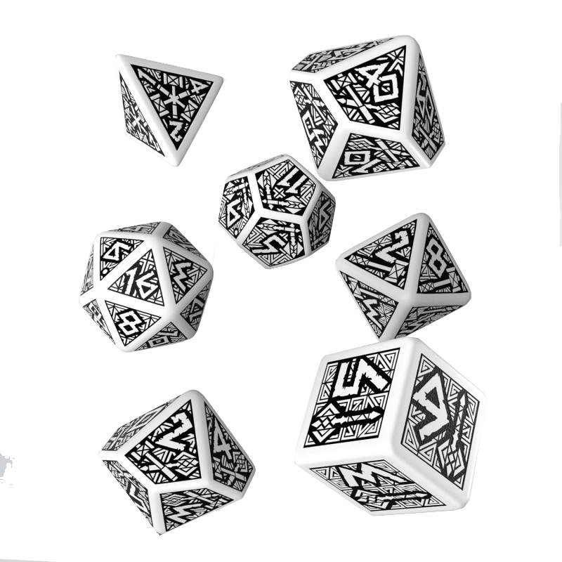 Dice 7-set Dwarven (16mm) White / Black